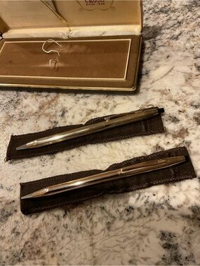 Classic Vintage Cross Gold Plated Ballpoint Pen and Pencil Set - Men Accessories